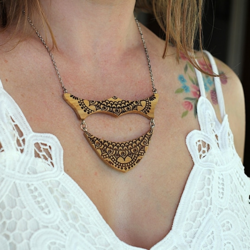 Hand Crafted Mandala Necklace, Statement Jewelry